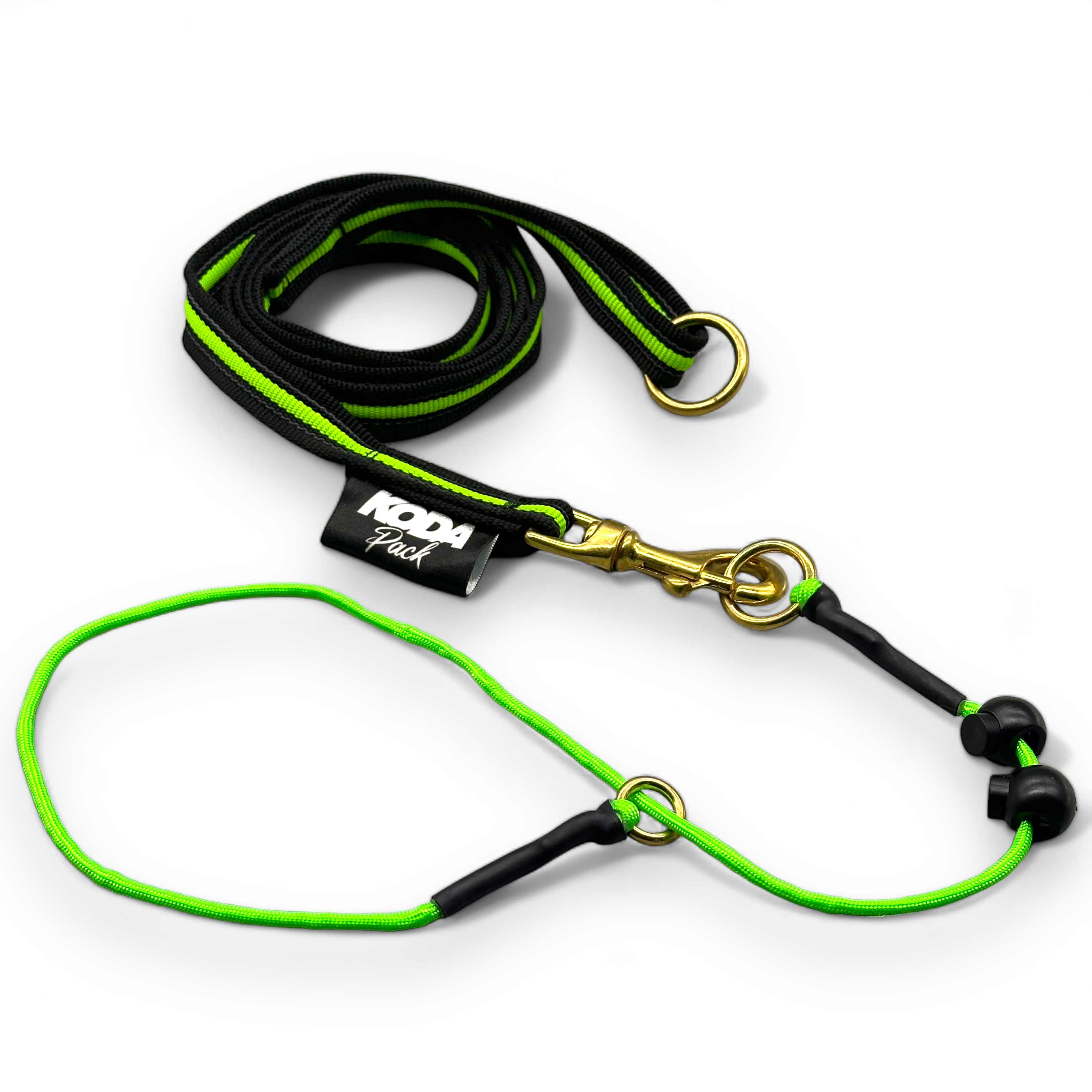 1.5m Rubberised Lead & Slip Collar Set – Durable Dog Training Set (Neon Green)