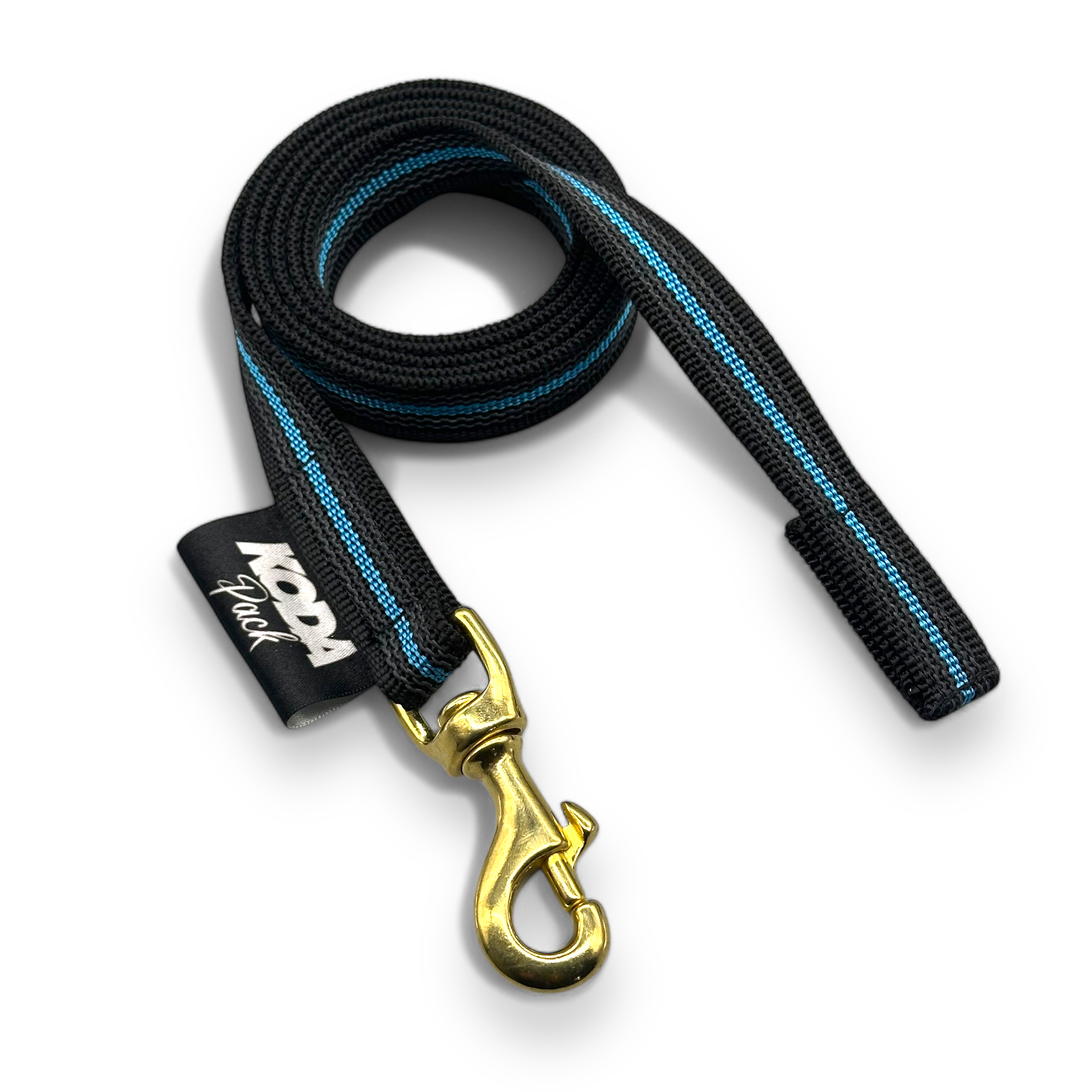 1.5 meter Rubberised Training Lead - Black / Sky Blue (No Handle)