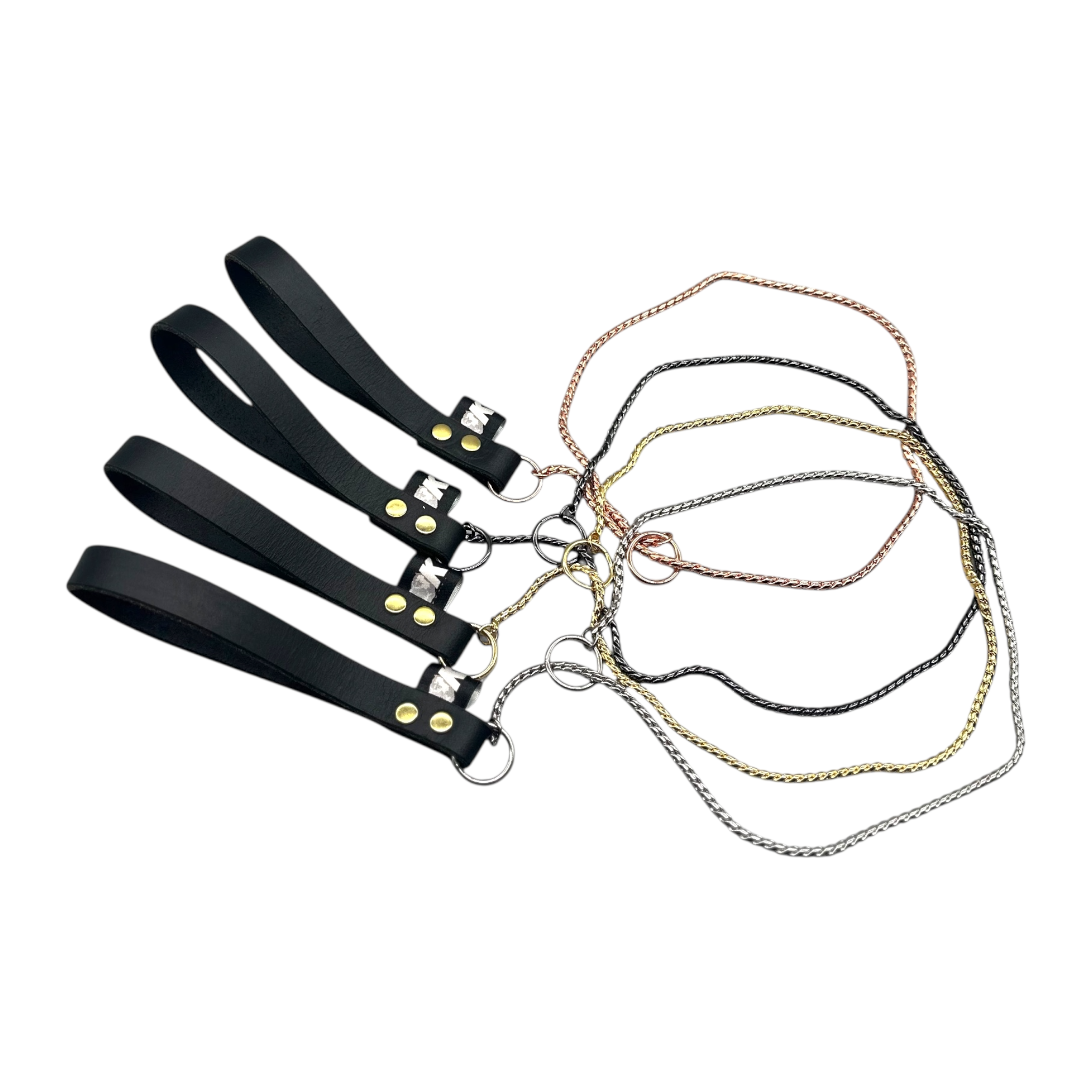 Metal Snake Chain Show Lead – Luxury Brass Dog Show Lead (Gold, Rose Gold, Black Nickel)