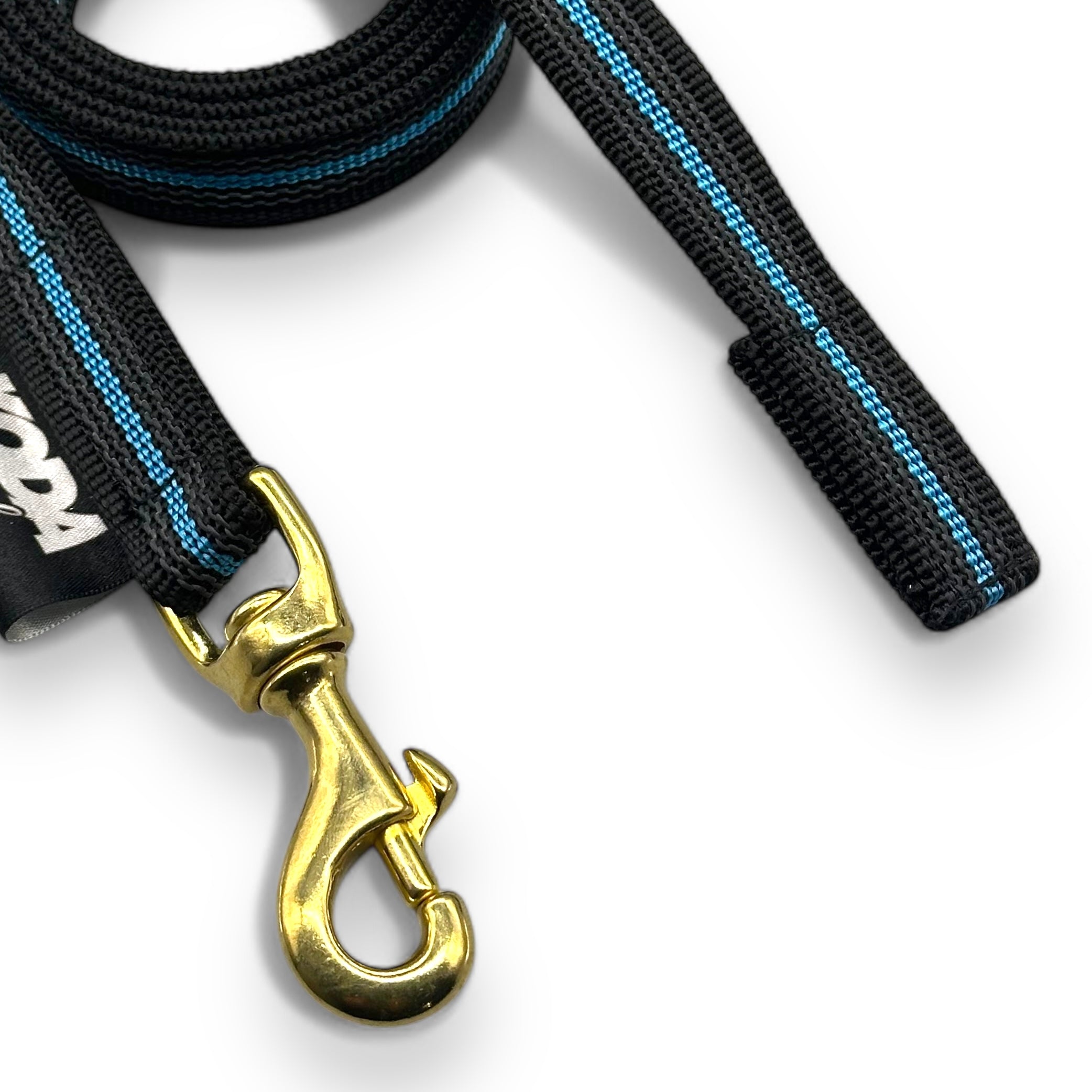 1.5 meter Rubberised Training Lead - Black / Sky Blue (No Handle)