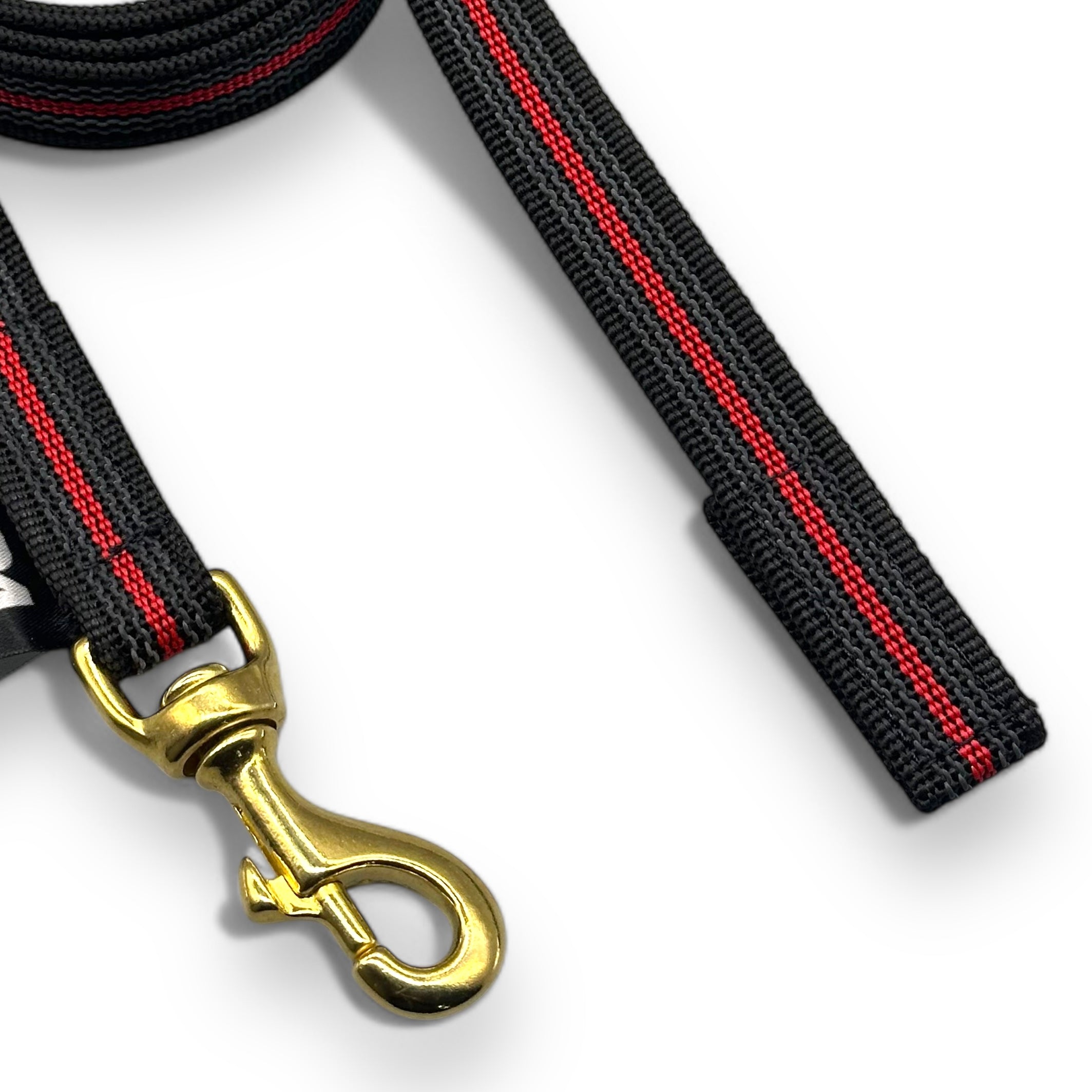 1.5 meter Rubberised Training Lead - Black / Red (No Handle)