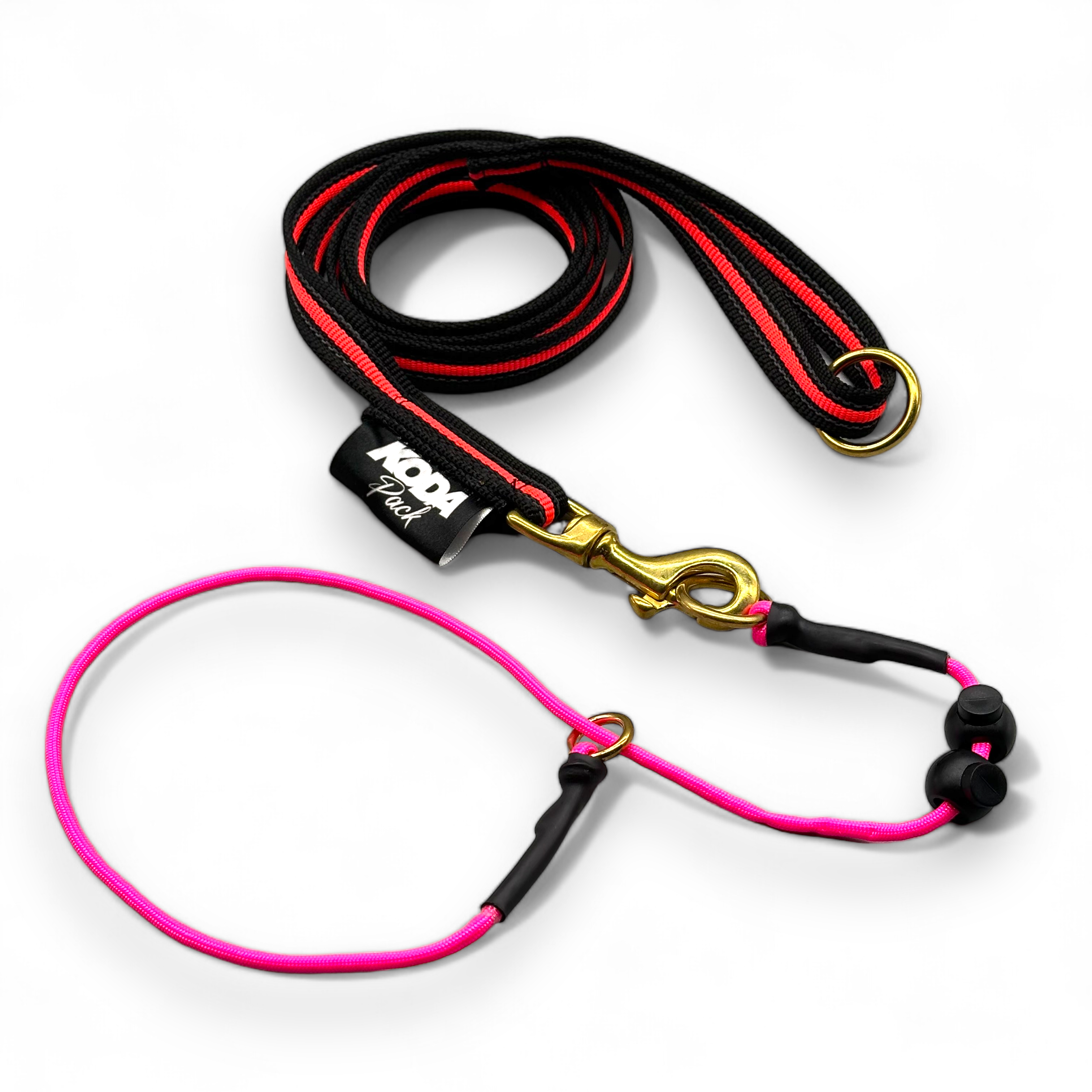 1.5 meter Rubberised Standard Neon Pink Lead and Slip collar set