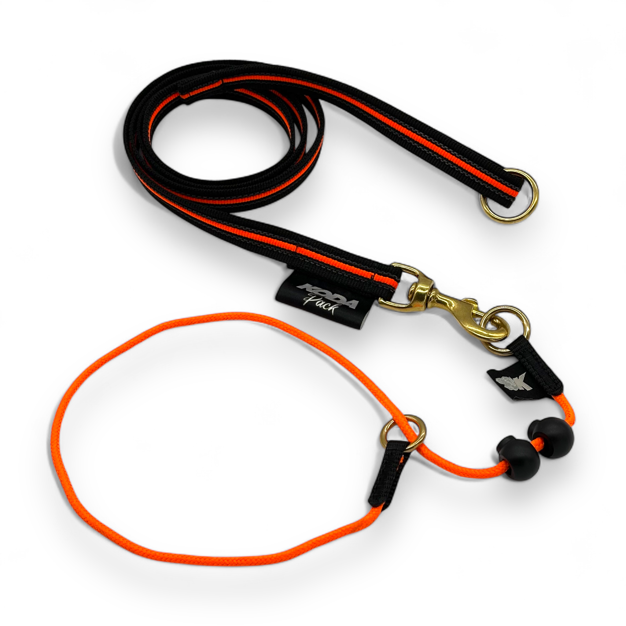 1.5 meter Rubberised Standard Neon orange Lead and Slip collar set