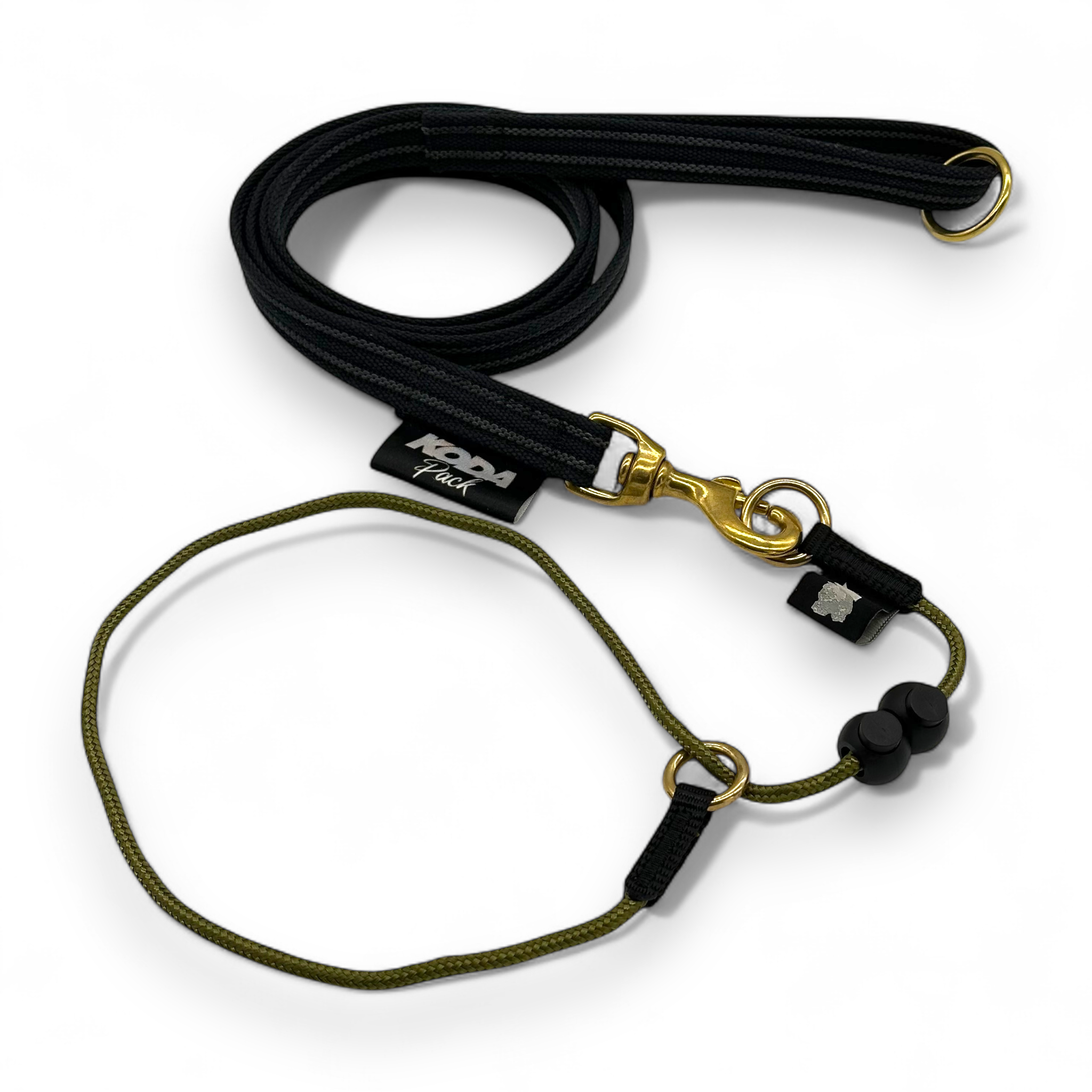 1.5 meter Super Grip Standard army green Lead and Slip collar set